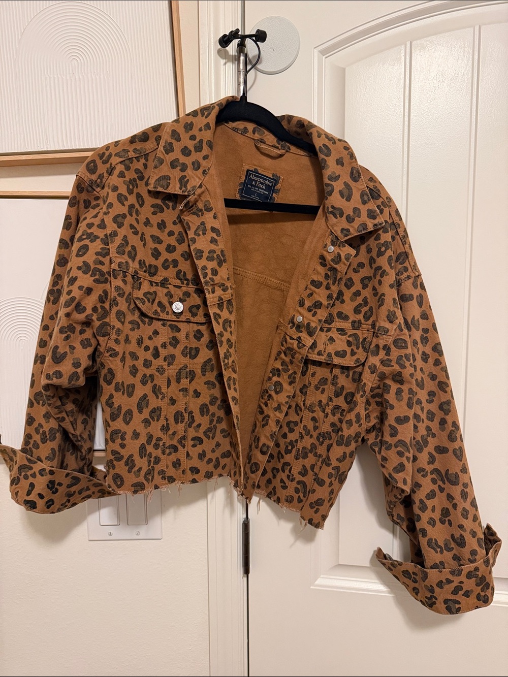 Abercrombie & Fitch Cropped Leopard-Print Jacket - Brown